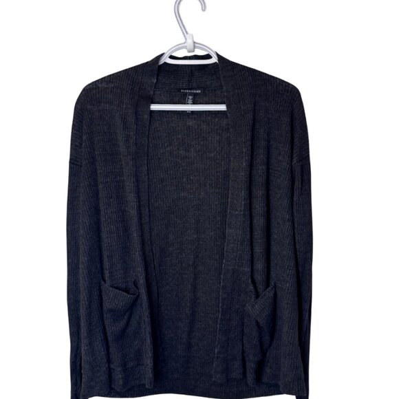 Eileen Fisher dark grey open front long sleeve cardigan size US XS - Picture 2 of 5